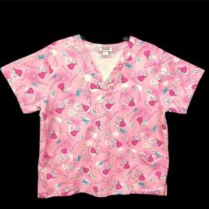Friends Of The Heart Women Scrub Shirt Sz 1X Pink